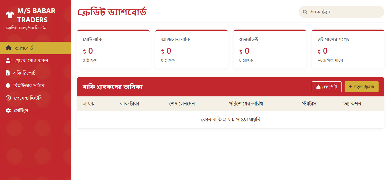 M/S Babor Traders Credit Management Portal